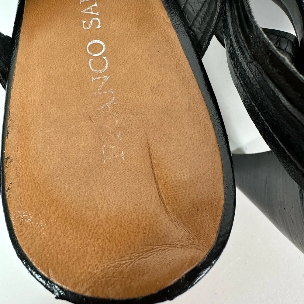 Franco Sarto Shoes Womens 9M Addis Strappy Heeled Sandals‎ Textured Black New